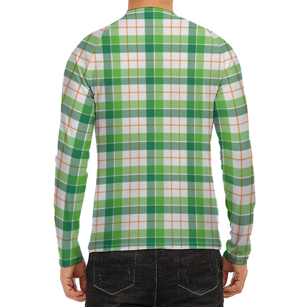 Irish St. Patrick's Day Tartan Print Men's Long Sleeve Rash Guard