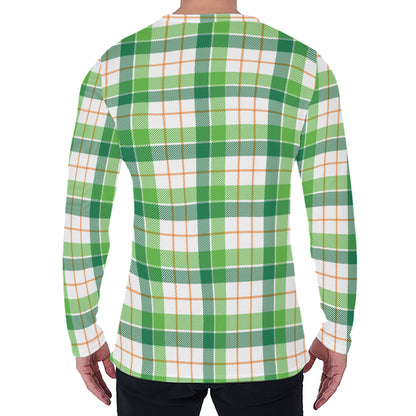 Irish St. Patrick's Day Tartan Print Men's Long Sleeve T-Shirt