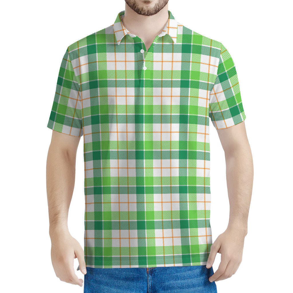 Irish St. Patrick's Day Tartan Print Men's Polo Shirt