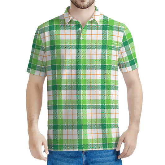 Irish St. Patrick's Day Tartan Print Men's Polo Shirt