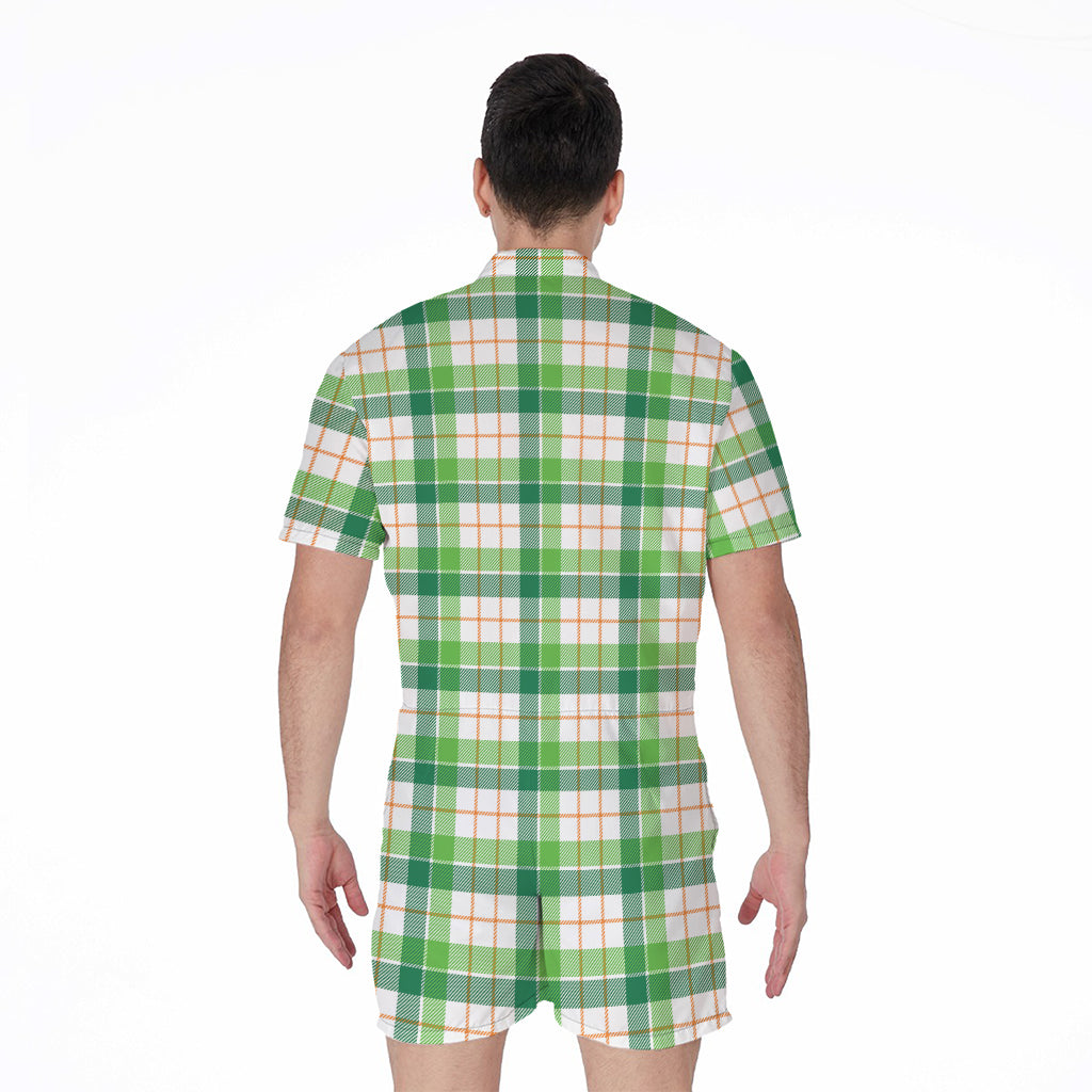 Irish St. Patrick's Day Tartan Print Men's Rompers