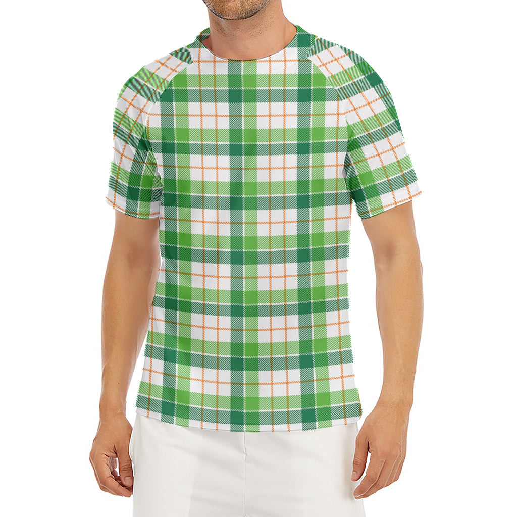 Irish St. Patrick's Day Tartan Print Men's Short Sleeve Rash Guard