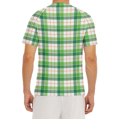 Irish St. Patrick's Day Tartan Print Men's Short Sleeve Rash Guard