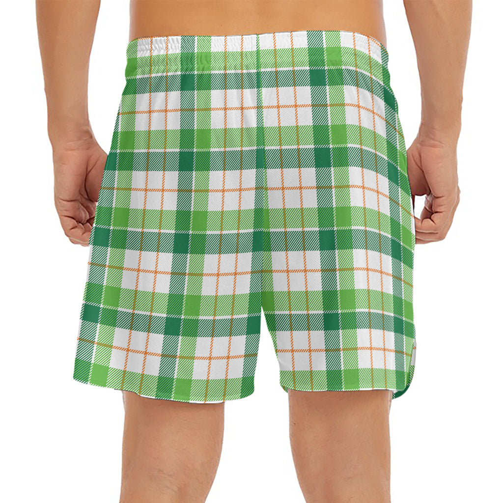 Irish St. Patrick's Day Tartan Print Men's Split Running Shorts