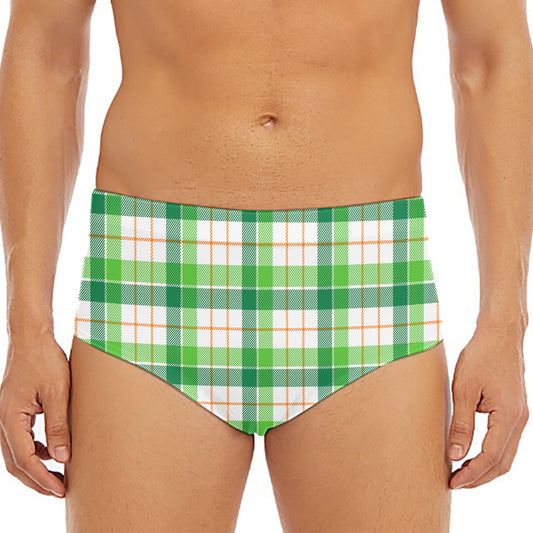 Irish St. Patrick's Day Tartan Print Men's Triangle Swim Briefs