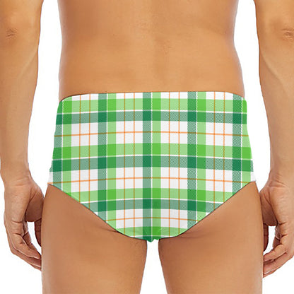 Irish St. Patrick's Day Tartan Print Men's Triangle Swim Briefs