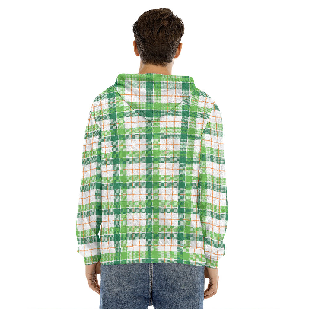 Irish St. Patrick's Day Tartan Print Men's Velvet Pullover Hoodie