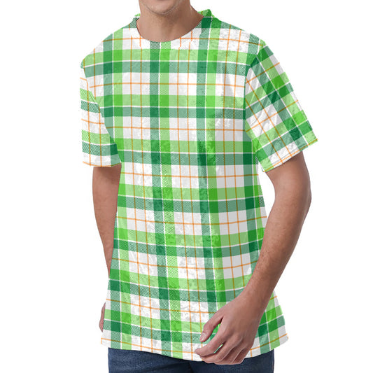 Irish St. Patrick's Day Tartan Print Men's Velvet T-Shirt