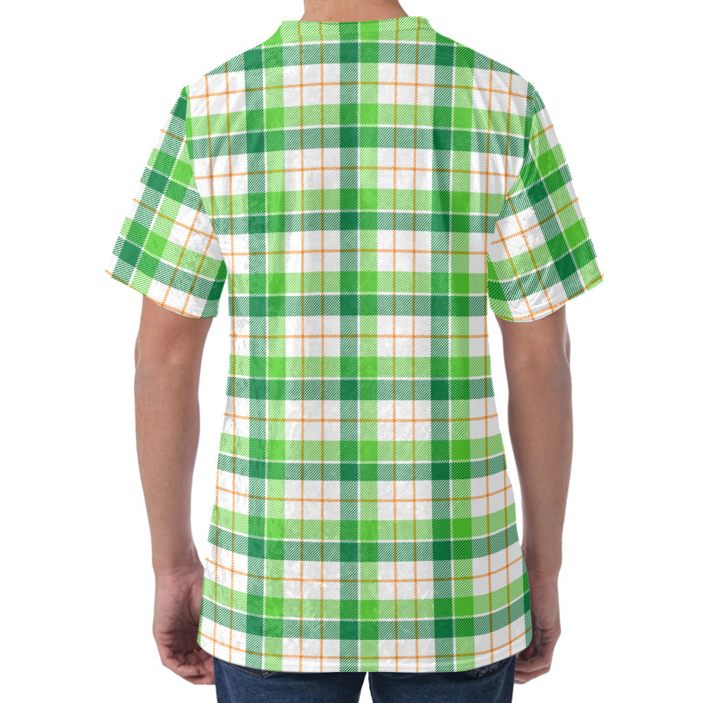 Irish St. Patrick's Day Tartan Print Men's Velvet T-Shirt