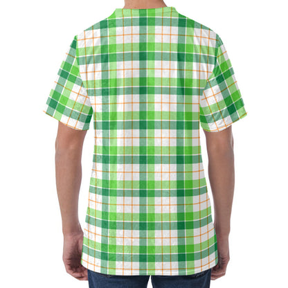 Irish St. Patrick's Day Tartan Print Men's Velvet T-Shirt
