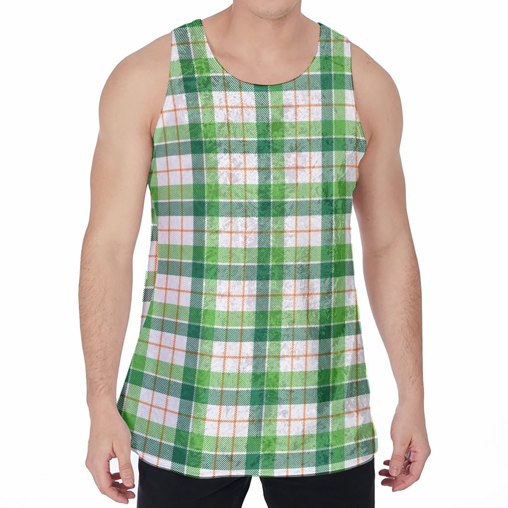 Irish St. Patrick's Day Tartan Print Men's Velvet Tank Top