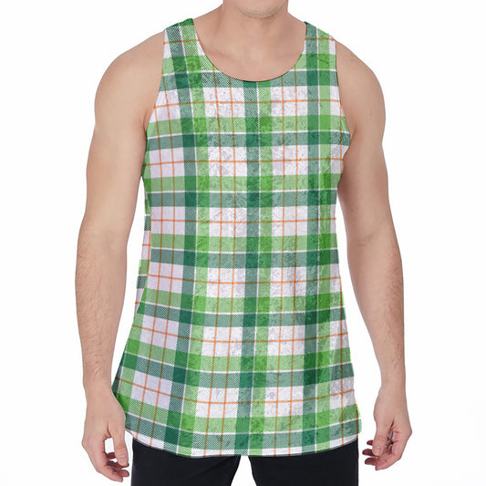 Irish St. Patrick's Day Tartan Print Men's Velvet Tank Top