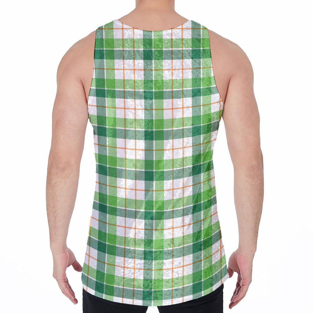 Irish St. Patrick's Day Tartan Print Men's Velvet Tank Top