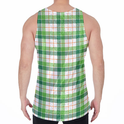 Irish St. Patrick's Day Tartan Print Men's Velvet Tank Top