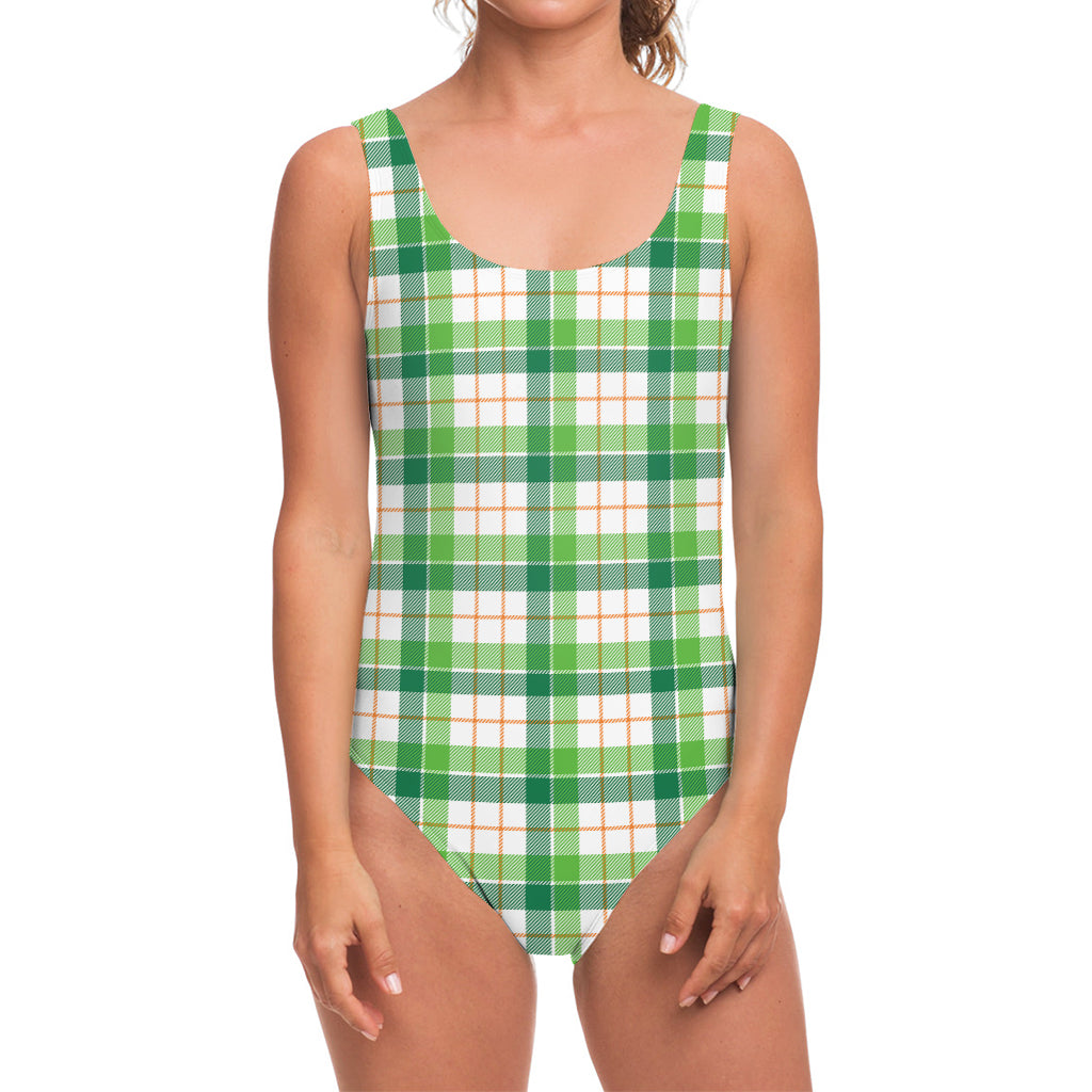 Irish St. Patrick's Day Tartan Print One Piece Swimsuit