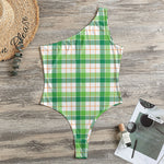 Irish St. Patrick's Day Tartan Print One Shoulder Bodysuit