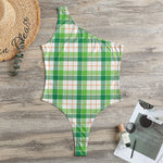 Irish St. Patrick's Day Tartan Print One Shoulder Bodysuit