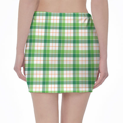 Irish St. Patrick's Day Tartan Print Pencil Mini Skirt