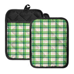 Irish St. Patrick's Day Tartan Print Pot Holders With Pocket