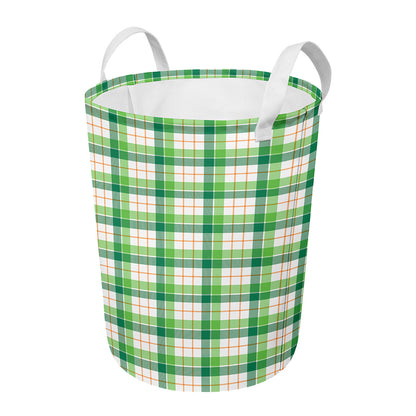 Irish St. Patrick's Day Tartan Print Round Laundry Basket