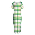 Irish St. Patrick's Day Tartan Print Short Sleeve Long Nightdress