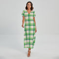 Irish St. Patrick's Day Tartan Print Short Sleeve Maxi Dress