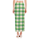 Irish St. Patrick's Day Tartan Print Side Slit Maxi Skirt