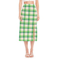 Irish St. Patrick's Day Tartan Print Side Slit Midi Skirt