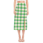 Irish St. Patrick's Day Tartan Print Side Slit Midi Skirt