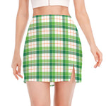 Irish St. Patrick's Day Tartan Print Side Slit Mini Skirt