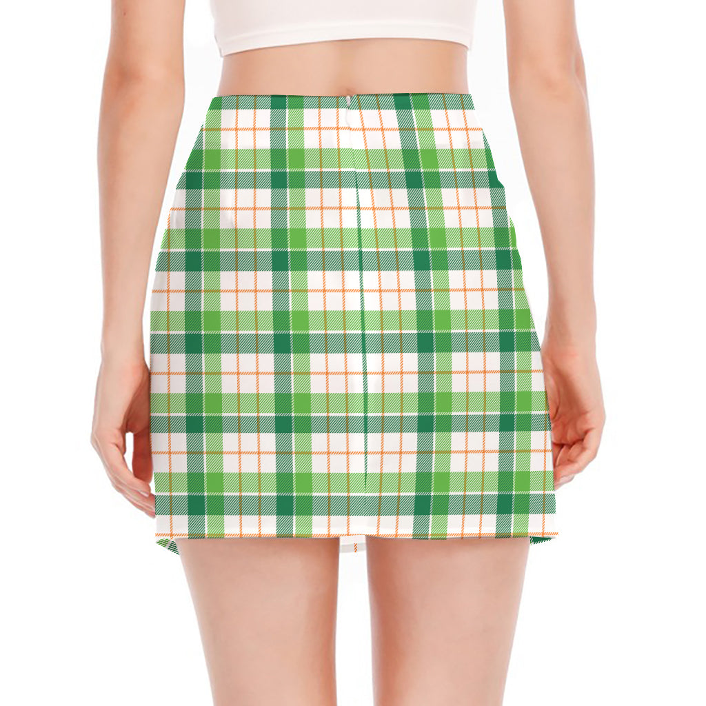 Irish St. Patrick's Day Tartan Print Side Slit Mini Skirt