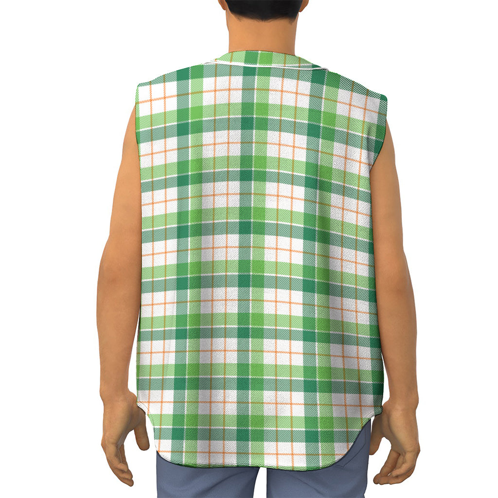 Irish St. Patrick's Day Tartan Print Sleeveless Baseball Jersey