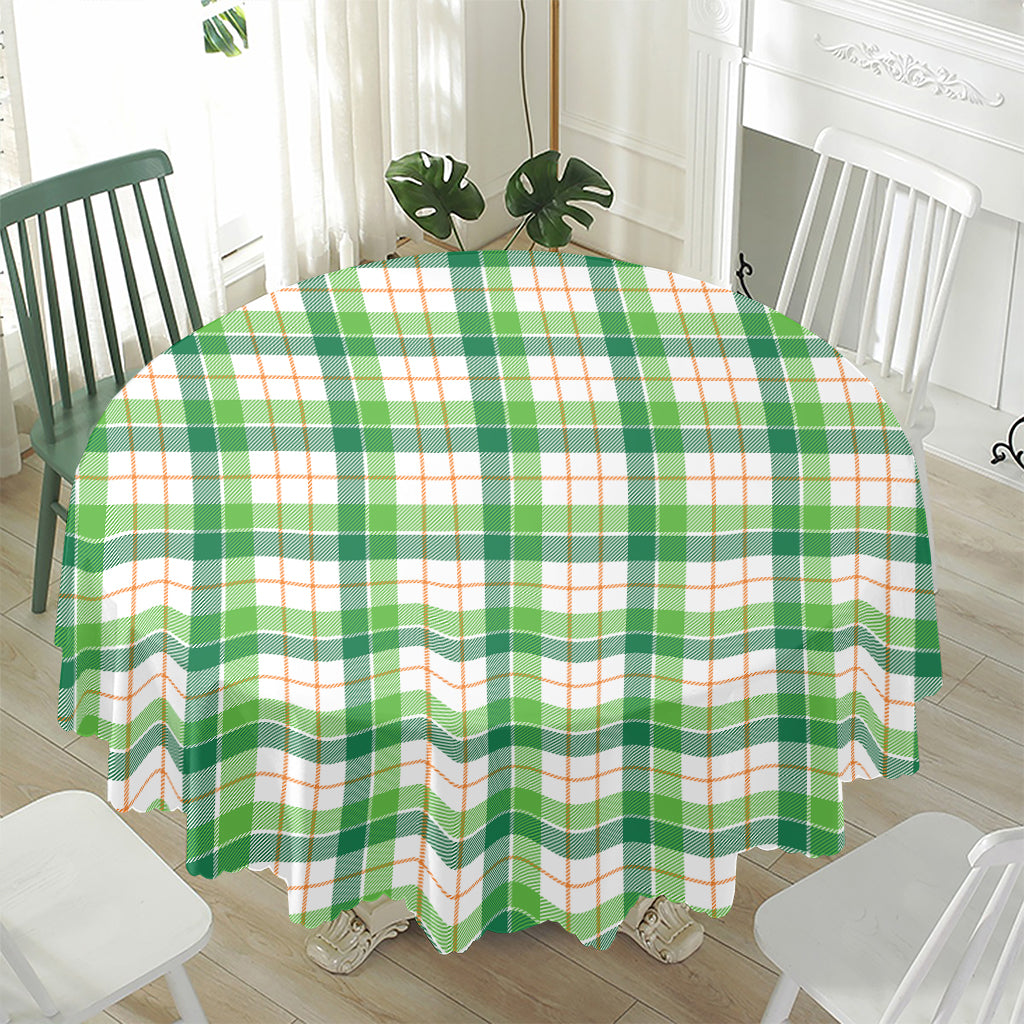 Irish St. Patrick's Day Tartan Print Waterproof Round Tablecloth