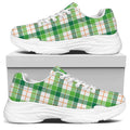 Irish St. Patrick's Day Tartan Print White Chunky Shoes
