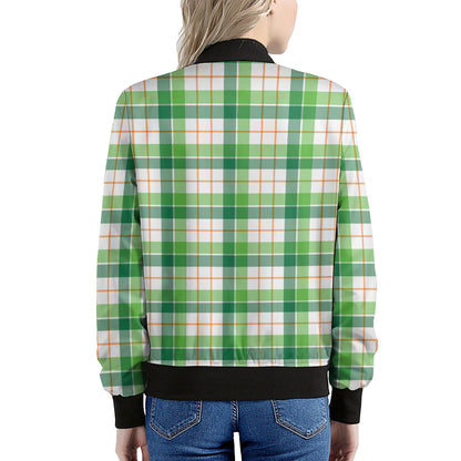 Irish St. Patrick's Day Tartan Print Women's Bomber Jacket