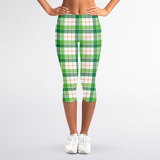 Irish St. Patrick's Day Tartan Print Women's Capri Leggings