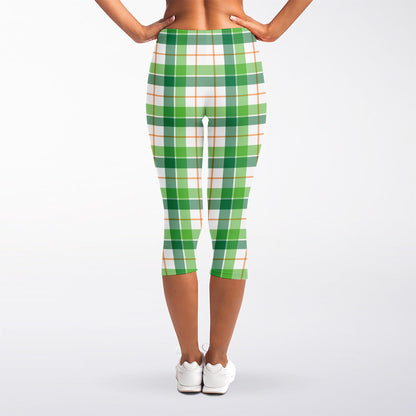 Irish St. Patrick's Day Tartan Print Women's Capri Leggings