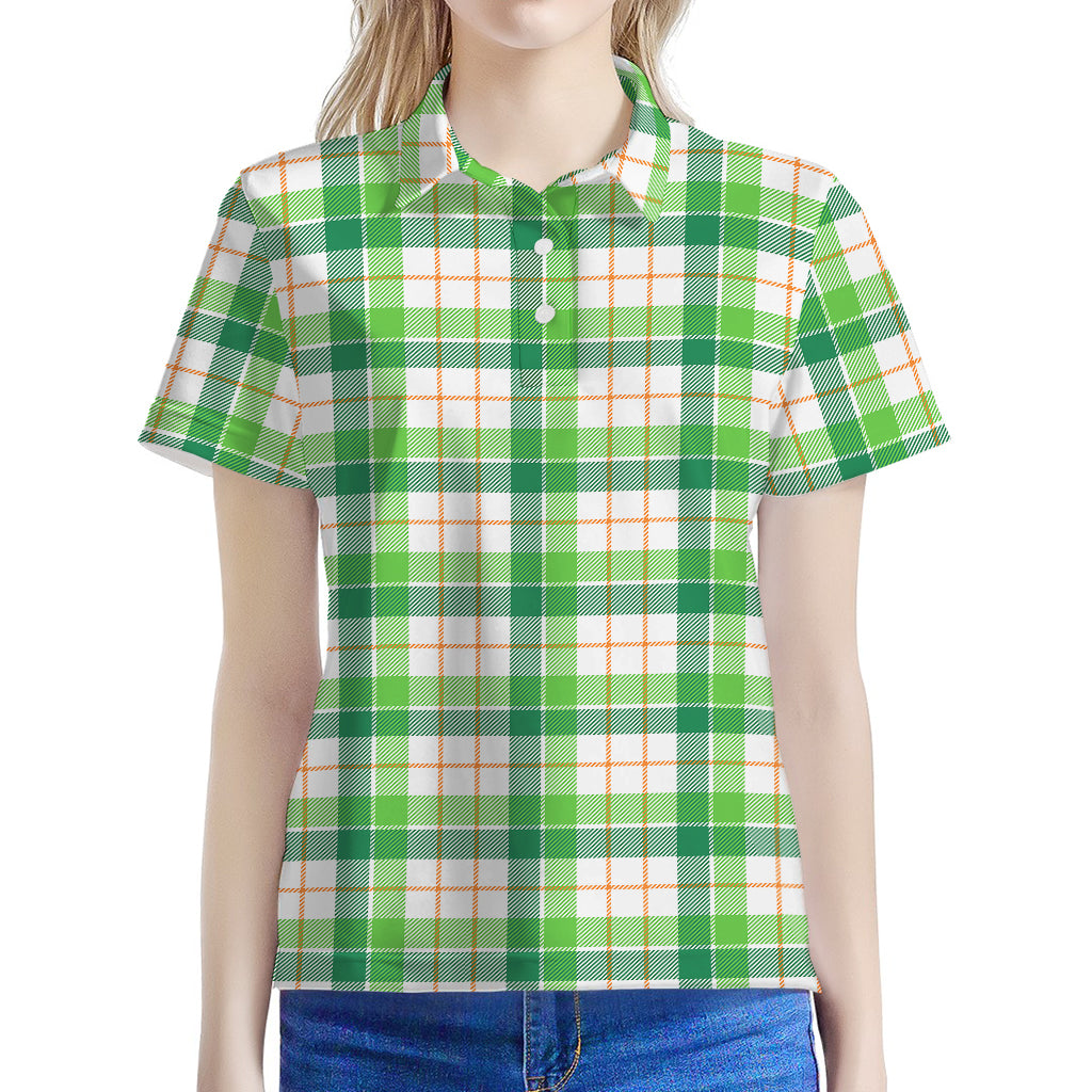 Irish St. Patrick's Day Tartan Print Women's Polo Shirt