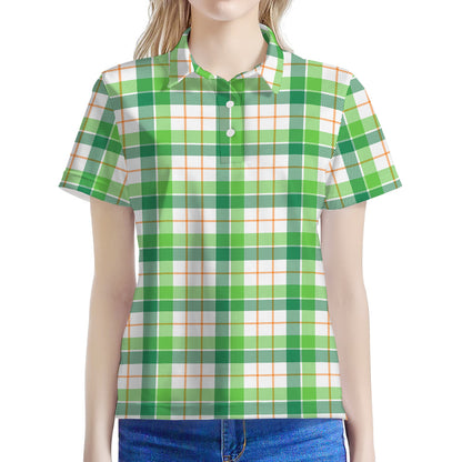 Irish St. Patrick's Day Tartan Print Women's Polo Shirt
