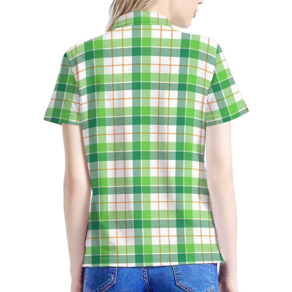 Irish St. Patrick's Day Tartan Print Women's Polo Shirt