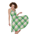 Irish St. Patrick's Day Tartan Print Sleeveless Knee Length Dress
