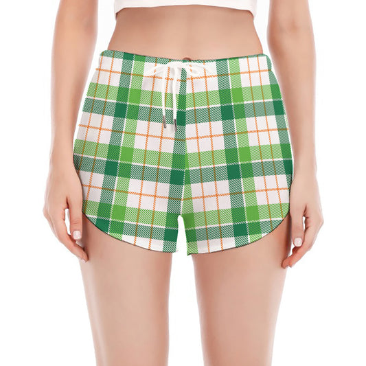 Irish St. Patrick's Day Tartan Print Women's Split Running Shorts