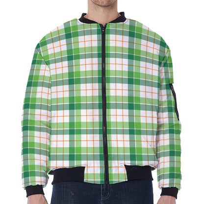 Irish St. Patrick's Day Tartan Print Zip Sleeve Bomber Jacket