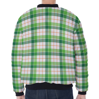 Irish St. Patrick's Day Tartan Print Zip Sleeve Bomber Jacket