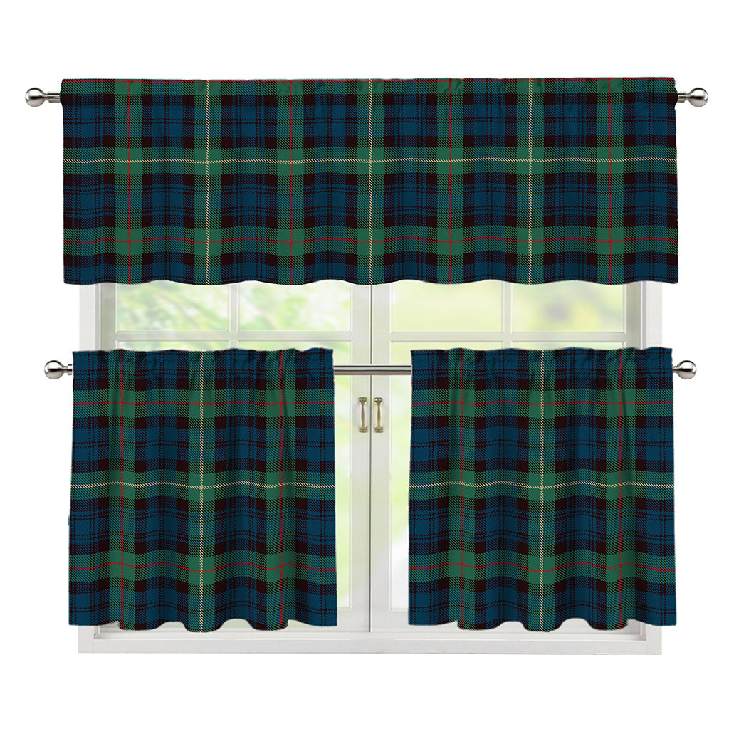 Irish Tartan Pattern Print 3 Piece Kitchen Curtains