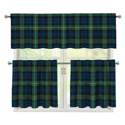 Irish Tartan Pattern Print 3 Piece Kitchen Curtains