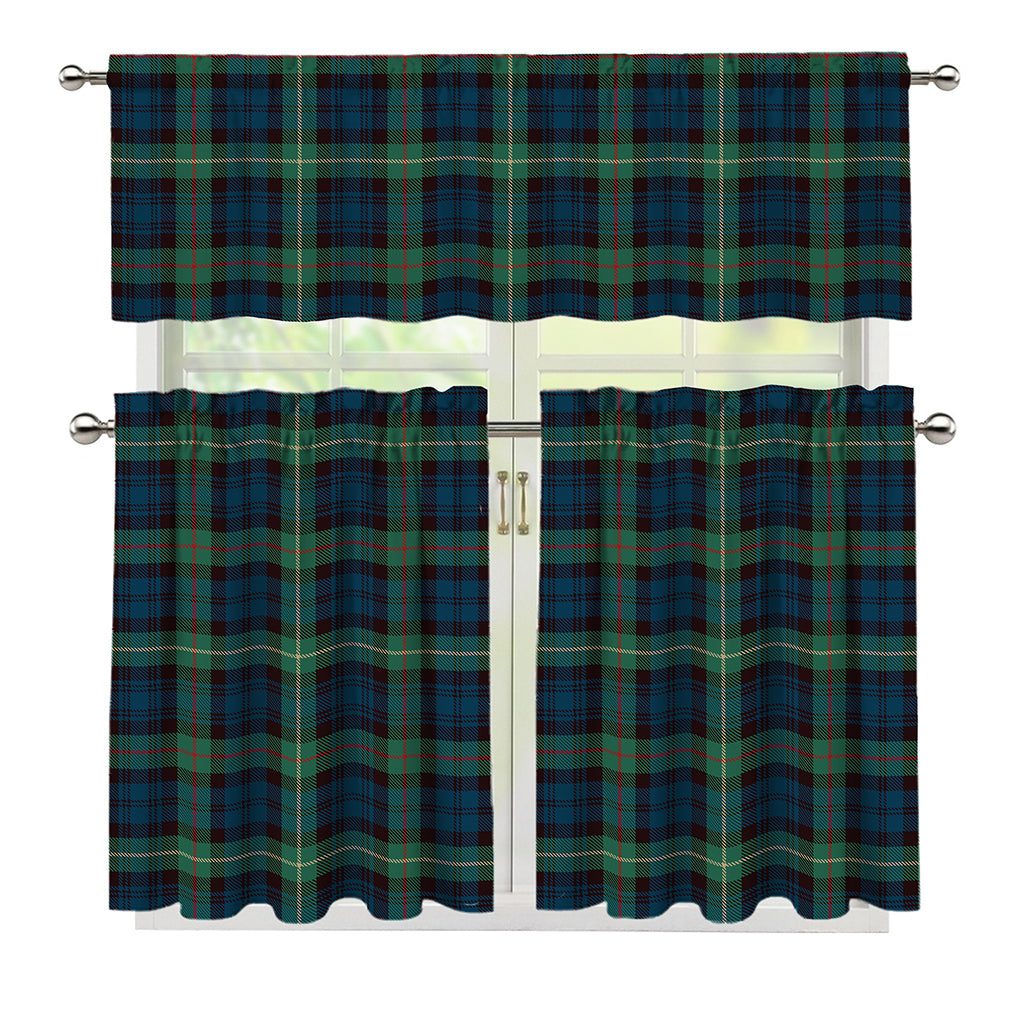 Irish Tartan Pattern Print 3 Piece Kitchen Curtains