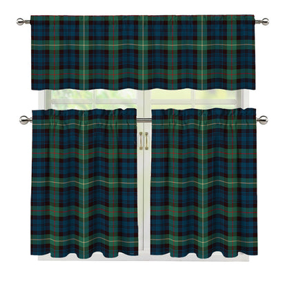 Irish Tartan Pattern Print 3 Piece Kitchen Curtains