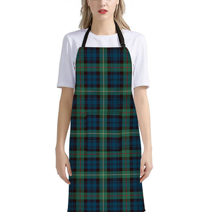 Irish Tartan Pattern Print Bib Apron With Pocket