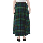 Irish Tartan Pattern Print Chiffon Maxi Skirt